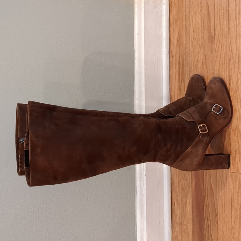 Santoni Rose Collection Italian Suede Leather knee high boots zip up W36 - Picture 4 of 15